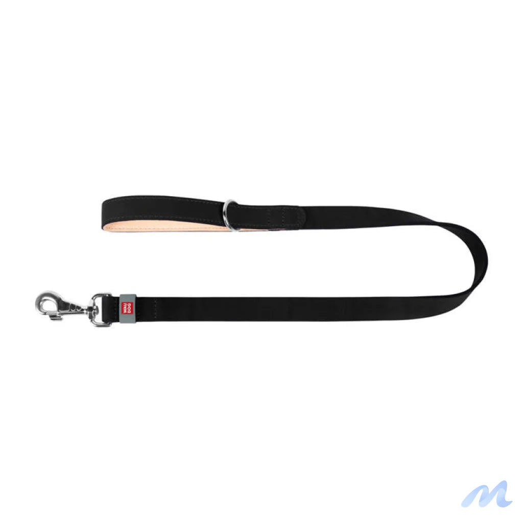 WAUDOG natural leather dog leash 20 mm wide, 122 cm long Black