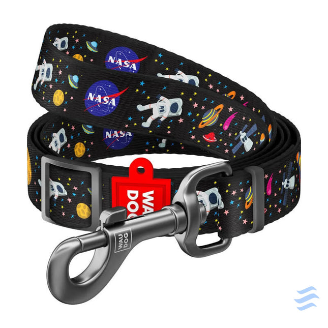 Waudog nylon dog leash pattern ’NASA21’’ width 25 mm length 122 cm. Walking and transportation