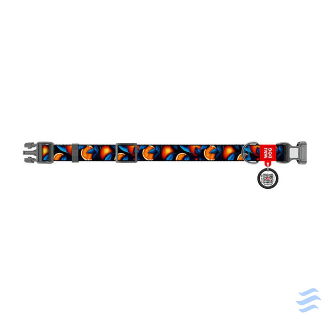 Waudog ’Oranges’ nylon dog collar with QR code size S Walking and transportation