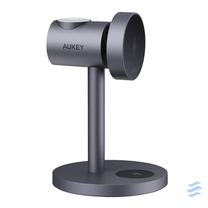 Wireless charger MagFusion 3 in 1 Aukey LC MC311 15W Qi2 (gray) Wireless chargers