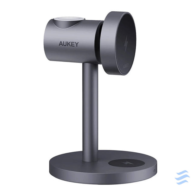 Wireless charger MagFusion 3 in 1 Aukey LC MC311 15W Qi2 (gray) Wireless chargers