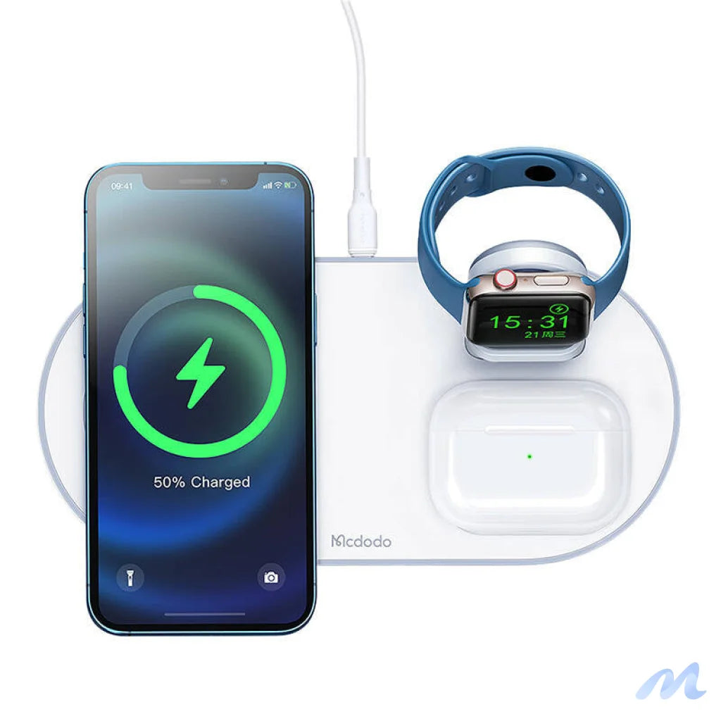 Wireless Charger Mcdodo CH-7060 3 in 1 15W (mobile/TWS/Apple watch) (white)