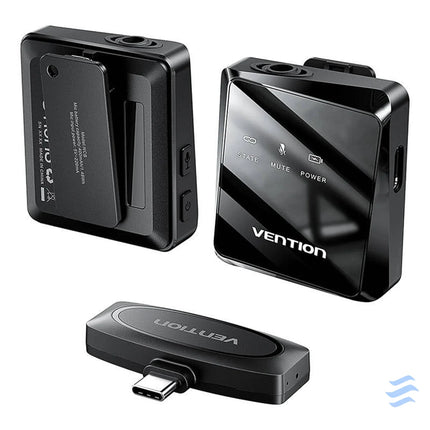 Wireless microphone x2 Vention NCBB0 USB C (black) Lavalier
