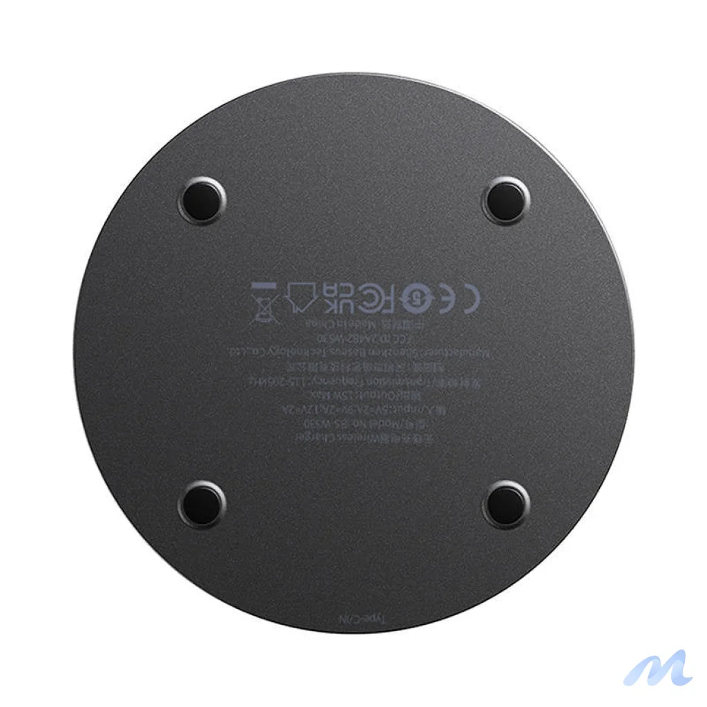 Wireless Qi inductive charger Baseus Simple 2, 15W with USB-C to USB-C cable (black)