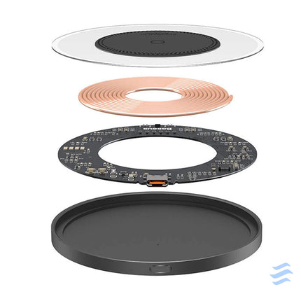Wireless Qi inductive charger Baseus Simple 2 15W with USB C to USB C cable (black) Wireless chargers