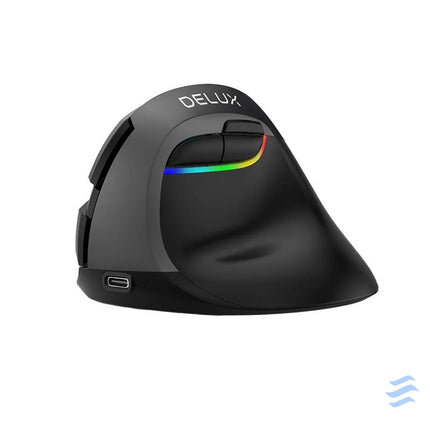 Wireless Vertical Mouse Delux M618Mini BT + 2.4G RGB 4000DPI (Iron Gray) Vertical mice