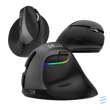 Wireless Vertical Mouse Delux M618Mini BT + 2.4G RGB 4000DPI (Iron Gray) Vertical mice