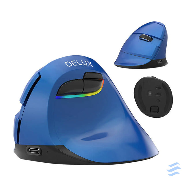 Wireless Vertical Mouse Delux M618Mini BT4.0 + 2.4Ghz 4000DPI RGB (blue) Vertical mice