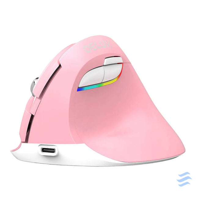Wireless Vertical Mouse Delux M618Mini DB BT + 2.4G 2400DPI (pink) Vertical mice