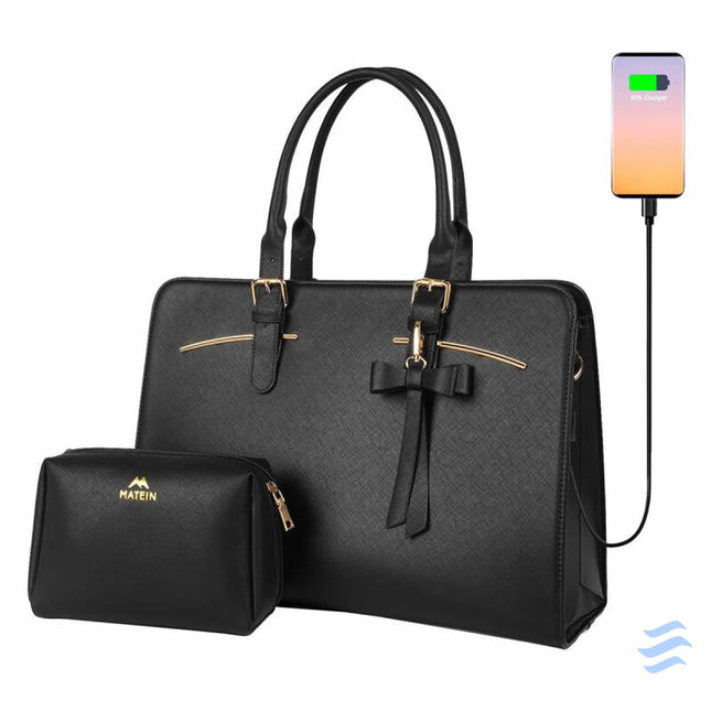Women’s 15.6’’ laptop bag with cosmetic case Matein 1310 Black USB Bags cases backpacks